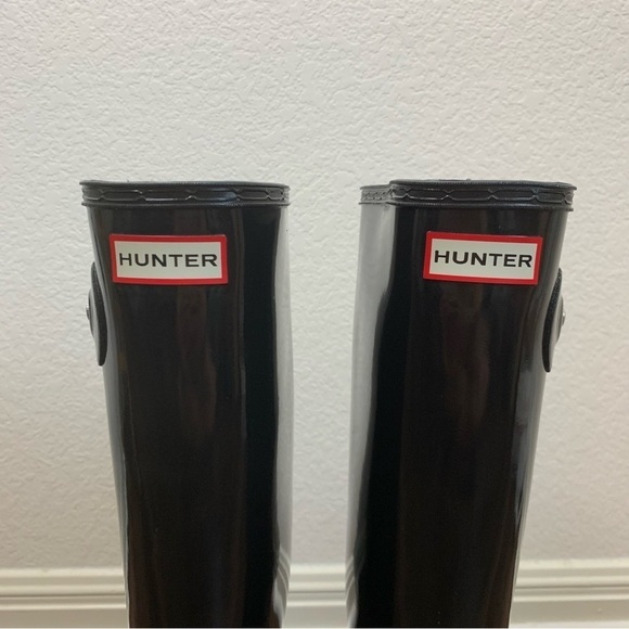 Hunter Womens original black tall gloss rain boots 10 - Picture 10 of 10